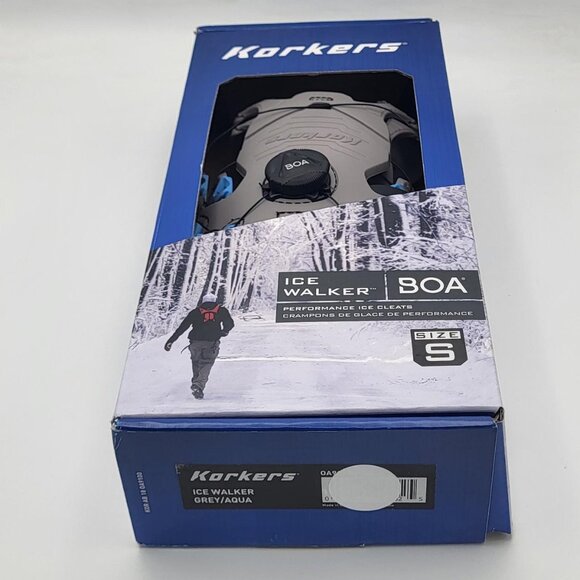 Korkers Ice Walker Ice Cleats  22 Replaceable Steel Spikes (Grey/Aqua, Small) - Picture 1 of 14